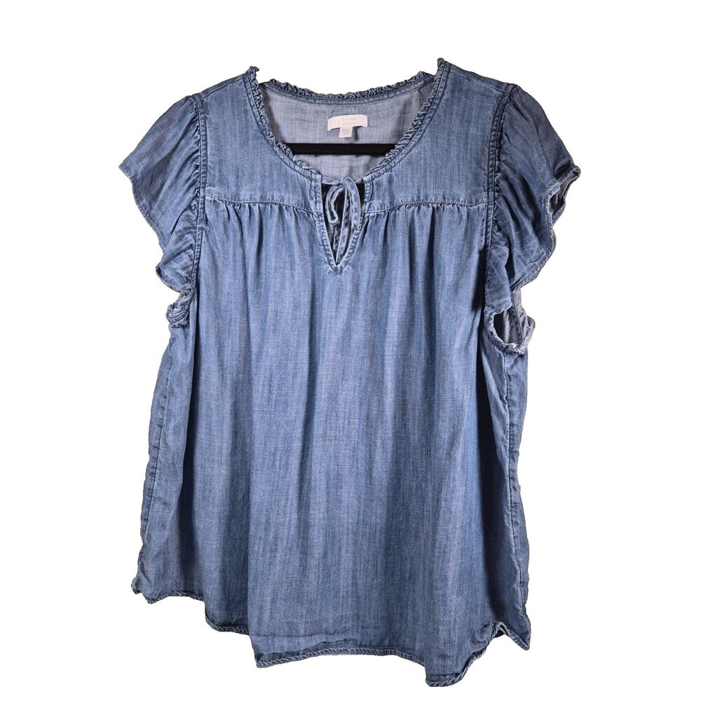 LC Lauren Conrad Womens Plus Size XXL Sleeveless Blue Denim Look Top Pullover